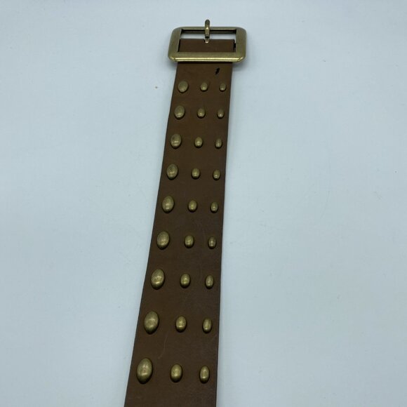 Nine West Tan Brown Genuine Leather Belt w/ Gold Studs Women's Size M 329006 - Picture 5 of 16